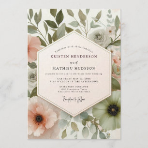 Invitation Mariage Floral Painterly Rose Clair