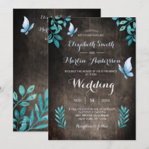 Mariage floral papillon bleu aquarelle rustique