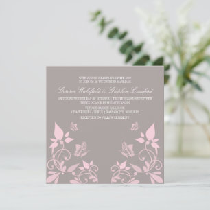 Invitation Mariage Floral Papillon rose Inviter