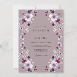 Invitation Mariage Floral Pastel Mauve