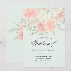 Invitation mariage floral pastel printemps léger