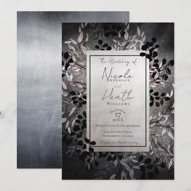Invitation Mariage floral Pearly Opalescent (Devant / Derrière)