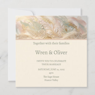 Invitation Mariage Floral Pêche