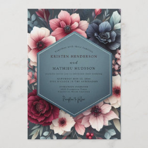 Invitation Mariage Floral Poétique Ardoise Bourgogne