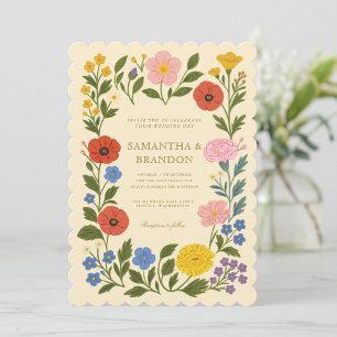 Invitation Mariage Floral Populaire Coloré 
