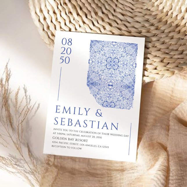 Invitation Mariage Floral Porcelain Floral (Créateur téléchargé)