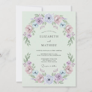 Invitation Mariage Floral Pristine Vert Menthe
