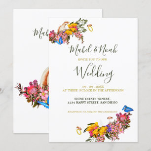 Invitation Mariage Floral Protea Cockatoo Abeilles durables