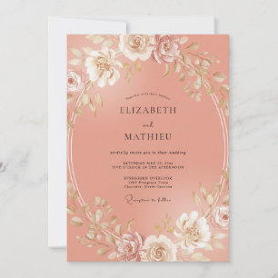 Invitation Mariage Floral Radiant Pêche