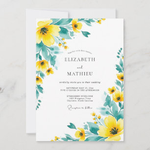 Invitation Mariage Floral Radiant Sarcelle Jaune