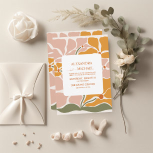 Invitation Mariage Floral Rétro Bohème Chic