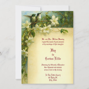 Invitation Mariage Floral Rétro Colibri Paire