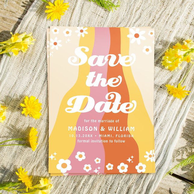 Invitation Mariage Floral Rétro Enregistrer La Date Photo (Créateur téléchargé)