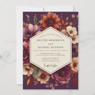 Invitation Mariage Floral Romance Prune Moody