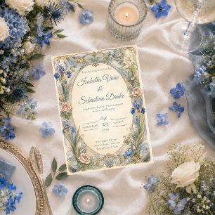 Invitation Mariage Floral Romantique Art Nouveau Éthéré