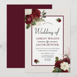 Invitation Mariage floral romantique de Bourgogne