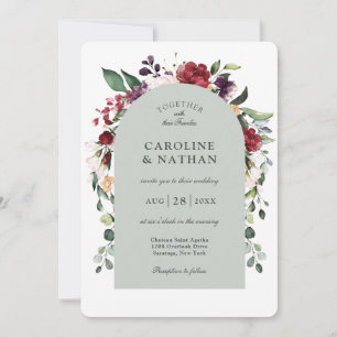 Invitation Mariage floral romantique Dusty Sage Arch