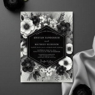 Invitation Mariage Floral Romantique Noir et Sombre