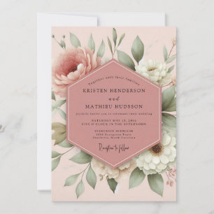 Invitation Mariage Floral Romantique Rose