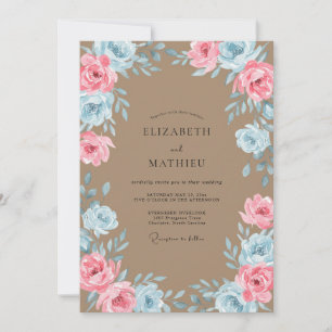 Invitation Mariage Floral Romantique Taupe