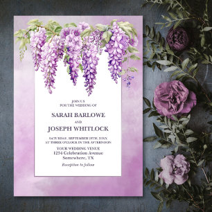 Invitation Mariage floral rose à la Wisteria
