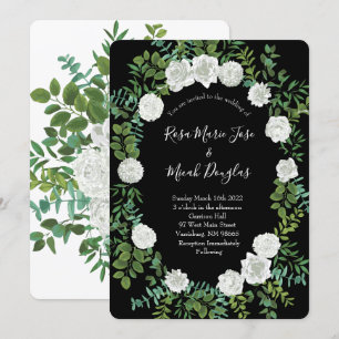Invitation Mariage Floral Rose Black & White Peony