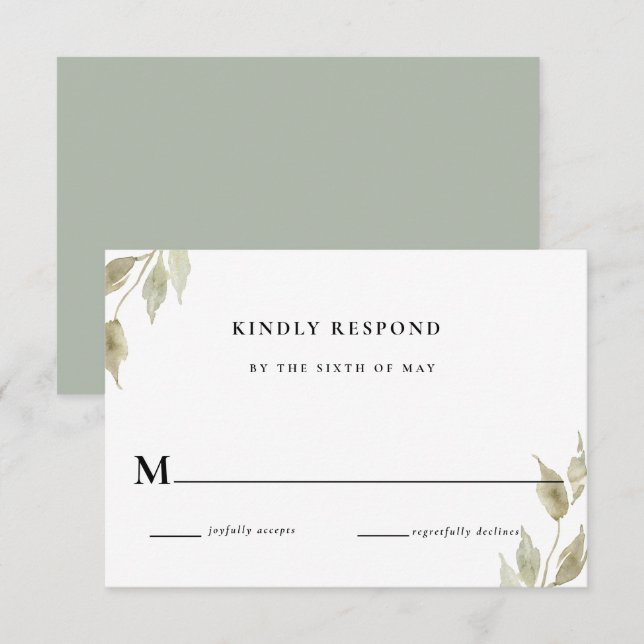 Invitation Mariage floral rose classique Réponse RSVP (Devant / Derrière)