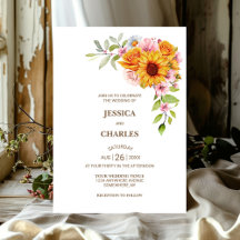 Mariage floral Rose de tournesol