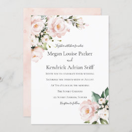 Invitation Mariage floral rose et blanc
