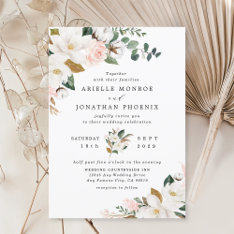 Invitation Mariage Floral Rose Et Blanc Magnolia at Zazzle