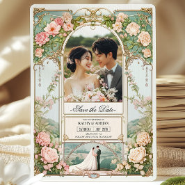 Invitation Mariage floral rose et blanc pastel Enregistrer la