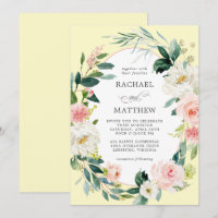 Mariage floral rose et jaune pâle