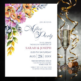 Invitation Mariage floral rose et orange après la fête