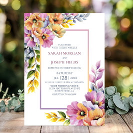 Invitation Mariage floral rose et orange moderne