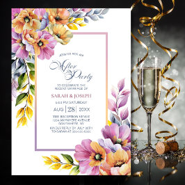 Invitation Mariage floral rose et orange moderne après la fêt