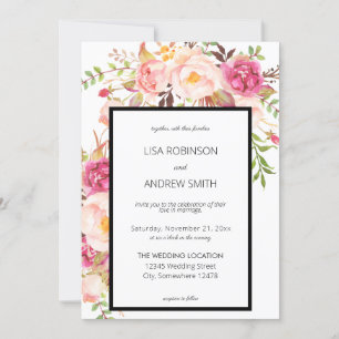 Invitation Mariage floral rose fleuri