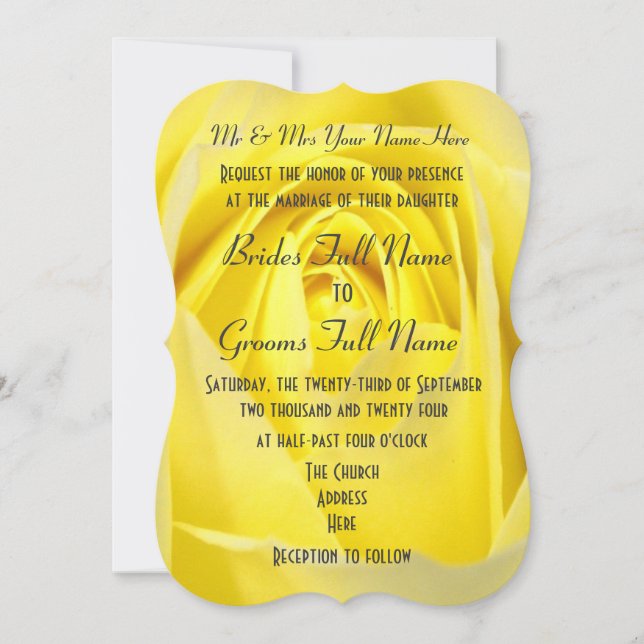 Invitation Mariage floral rose jaune clair (Devant)