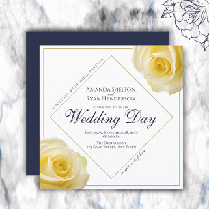 Invitation Mariage Floral Rose Jaune Moderne
