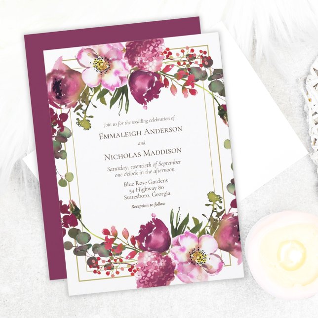 Invitation Mariage floral rose magenta (Créateur téléchargé)
