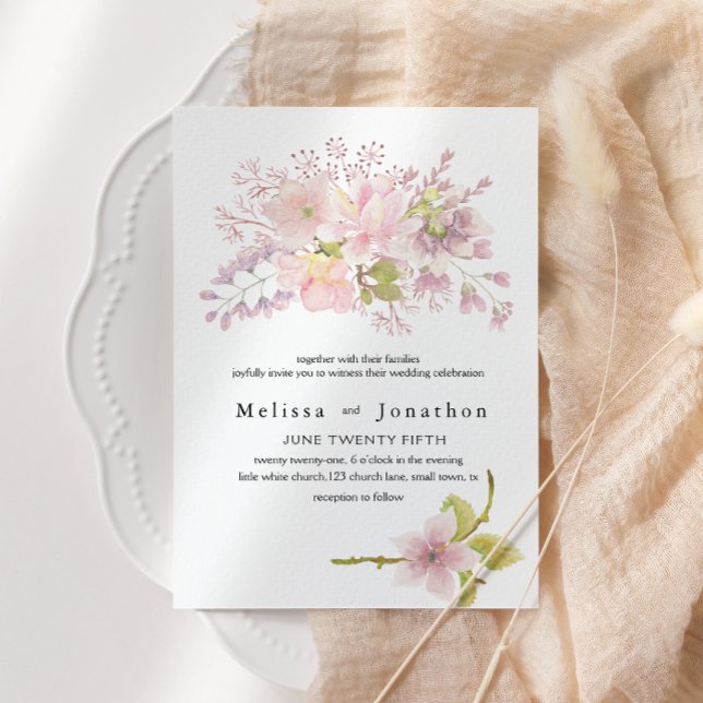 Invitation Mariage floral rose Magnolia (Créateur téléchargé)