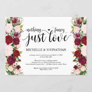 Invitation Mariage Floral Rose Marsala Réception de Mariage e