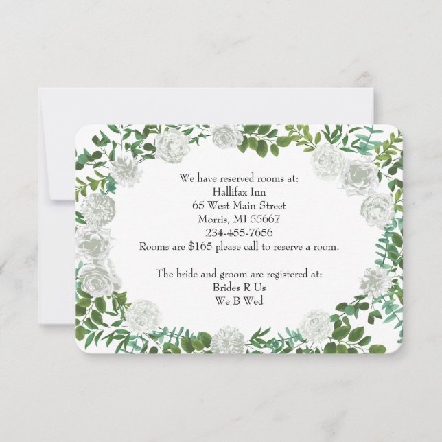 Invitation Mariage floral rose noire et blanche (Devant)