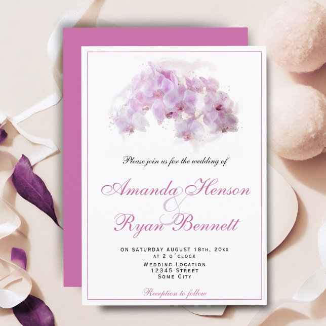 Invitation Mariage floral rose orchidée (Créateur téléchargé)