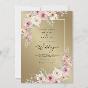 Invitation Mariage Floral Rose Pâle
