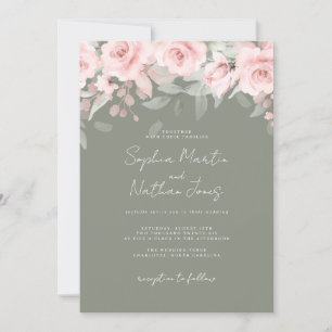 Invitation Mariage floral rose pâle