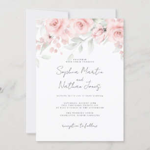 Invitation Mariage floral rose pâle