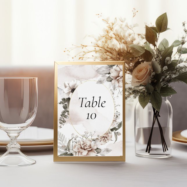 Invitation Mariage floral rose pâle Numéro de tableau (Blush pink gray Floral Watercolor Wedding Table number cards)