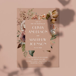 Invitation Mariage floral rose pâle pour automne détails du c