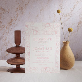 Invitation Mariage floral rose poussiéreux