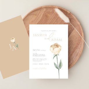 Invitation Mariage floral rose rose pâle simple et élégant